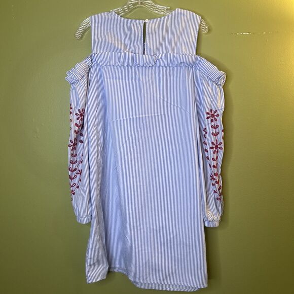 Cupio Dress Size Large Cotton blue white red Flawed Stained see descrition - Picture 5 of 8